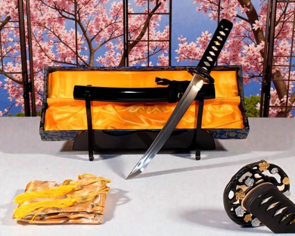 Golden Flower Handgeschmiedetes Samurai Schwerter-Set mit 12-mal gefalteter Damast-Klinge von Feng Lin